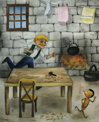 Pinocchio runs away from Geppetto by Chiara Civati