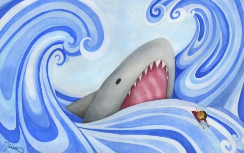 The Shark Chases Pinocchio, by Chiara Civat for Storynory