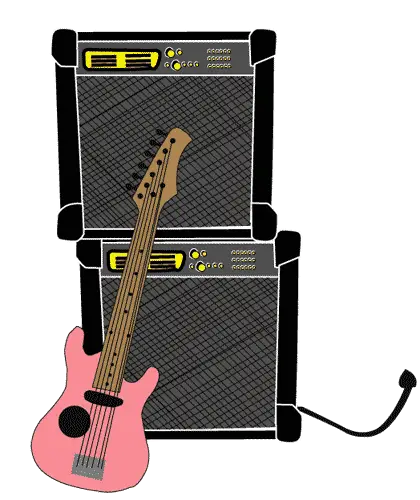 Pink Electric Guitar and Amp