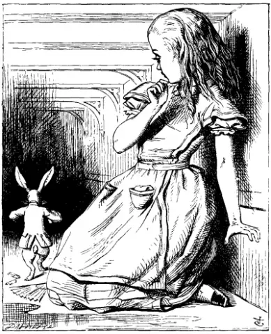 Alice Sees Rabbit by Tenniel