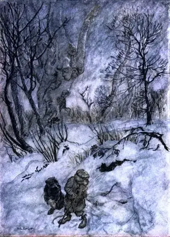 Ratty and Mole in the Snow from the Wind in the Willows