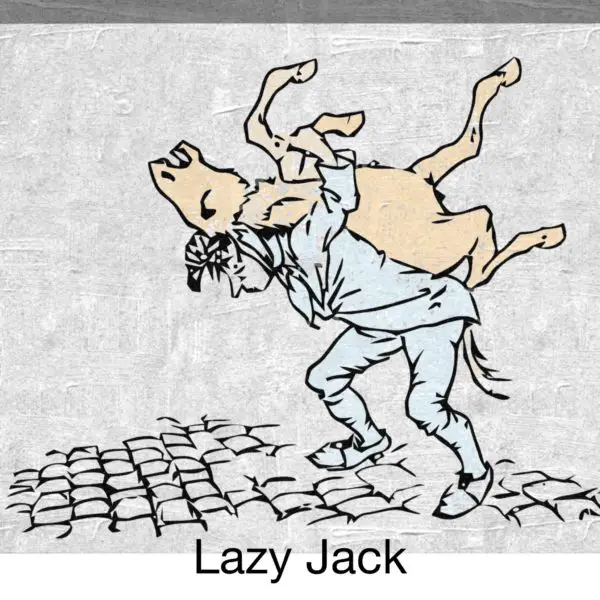 Lazy Jack carries a donkey