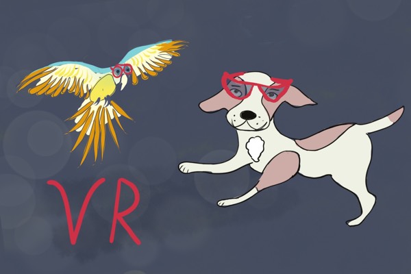 Astropup and the Parrot with VR Glasses