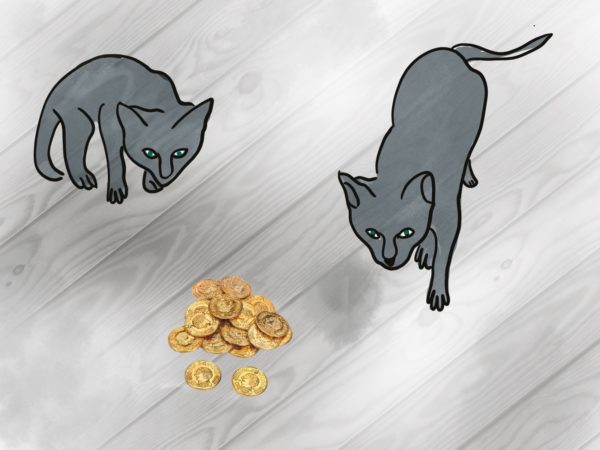 Two Cats stalk gold
