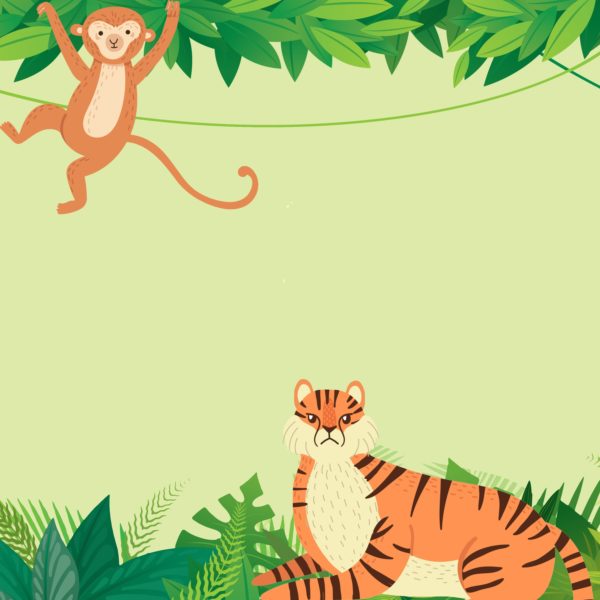 Monkey and Tiger in Jungle