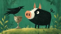 Bird and pig with goblet