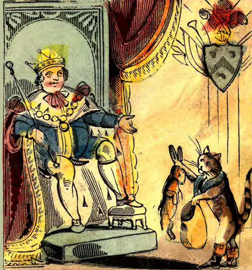 Puss in Boots presents game to the king